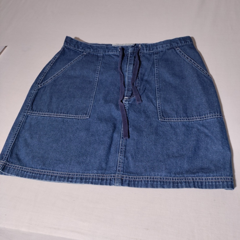Faded Glory Denim Skirt Blue Cotton Flap Pockets Missy 12 Petite (30.5" Waist)